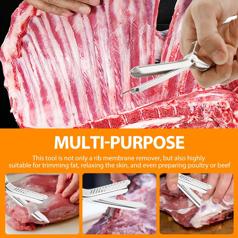 Stainless Steel Rib Membrane Remover Tool, Kitchen Grill Gadget with