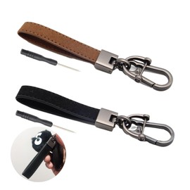2PCS Car Keychain, Leather Wristlet Keychain Zinc Alloy Key Fob Keychain with 360°Rotatable Swivel Anti-Lost D-Ring Keyring and Screwdriver Premium Lightweight Keychain Strap Decorative Accessory