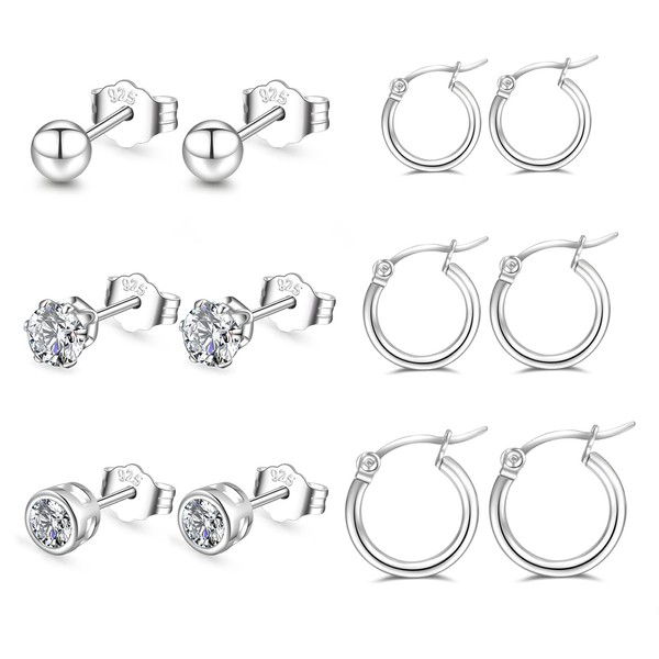 Silver Hoops Earrings for Women 925 Sterling Silver Hoop Earrings