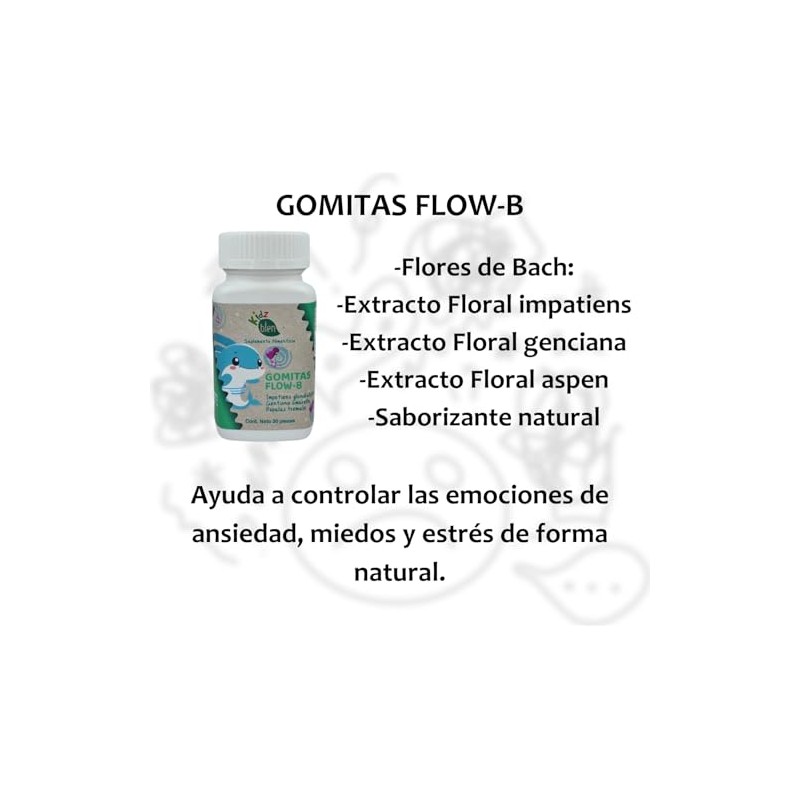 Kidz blen Gomitas Flow-B, Suplemento Alimenticio para Niños, 30 Piezas,