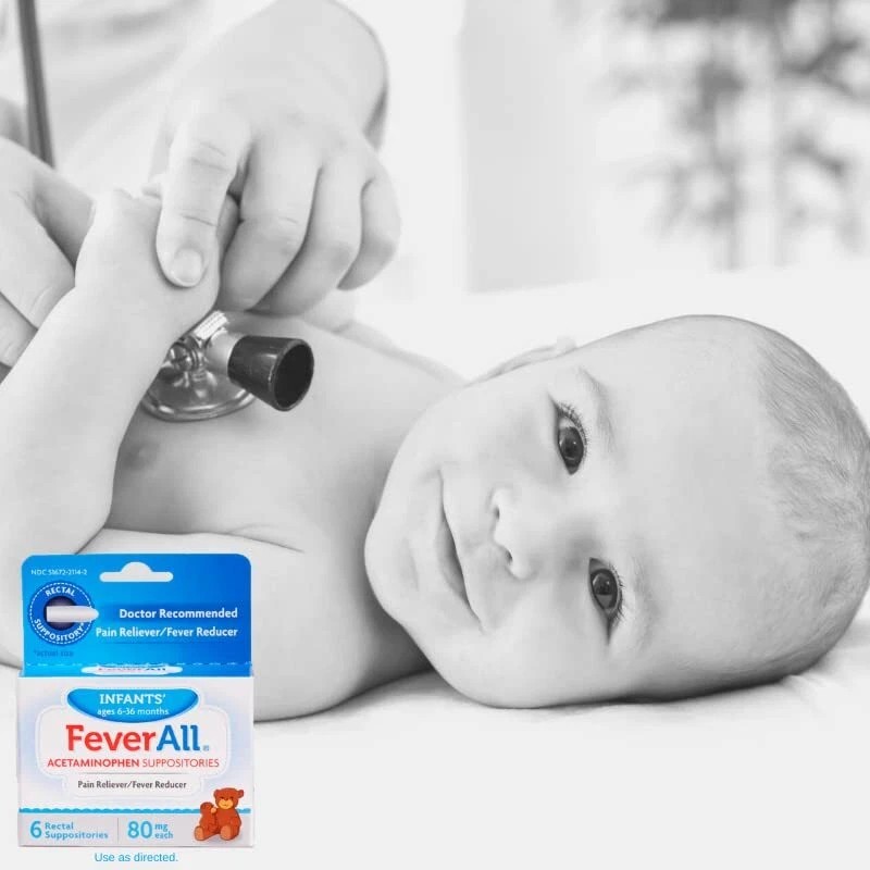 Feverall Infant Fever Reducer Suppositories 80mg for Ages 6 to