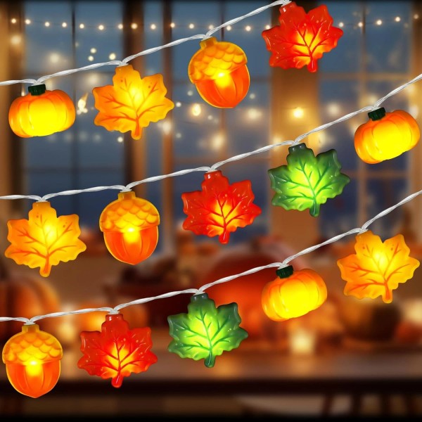 Bolvinaso 10ft Fall LED String Lights 3D Acorn Pumpkin Maple