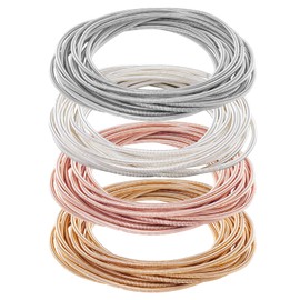 BENECREAT - 60 pulseras de cuerda de guitarra de 4 colores de 2-1/4 pulgadas, pulsera de alambre de acero flexible de oro rosa y platino, Acero inoxidable Plata Platino, No es una piedra preciosa
