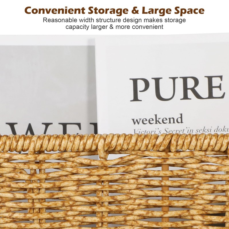 PRETYZOOM Rattan Storage Box with Handles 15 Inch Woven Basket