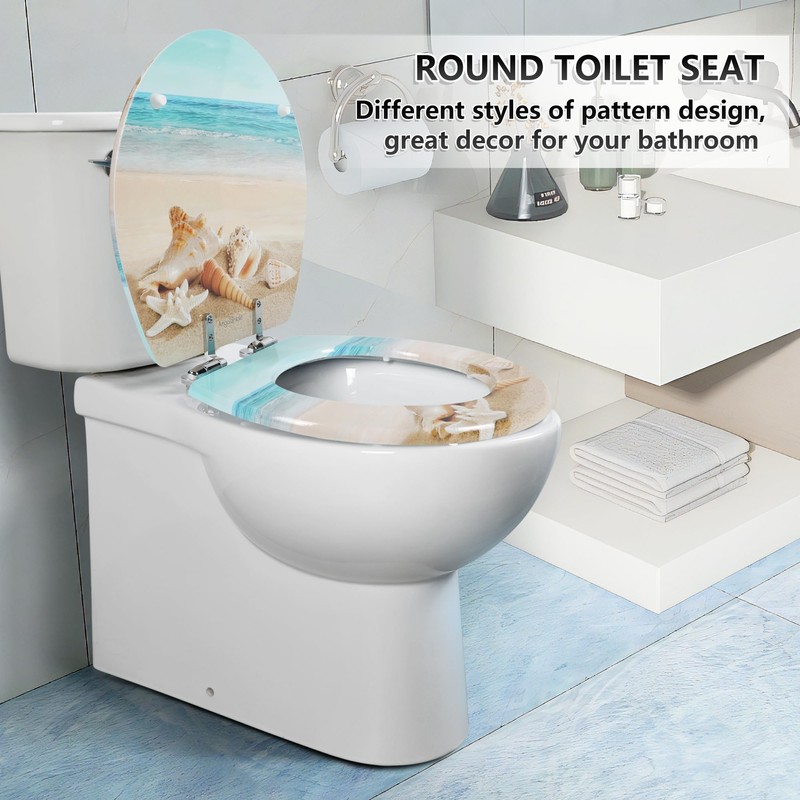 Angol Shiold Round Toilet Seat Molded Wood Toilet Seat with