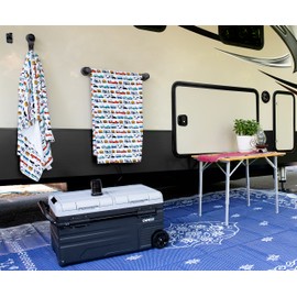 Camco Large Reversible Outdoor Patio Mat - Easy to Clean, Perfect for Picnics, Cookouts, Camping, and The Beach (9' x 12', Lattice Blue Design) (42856)