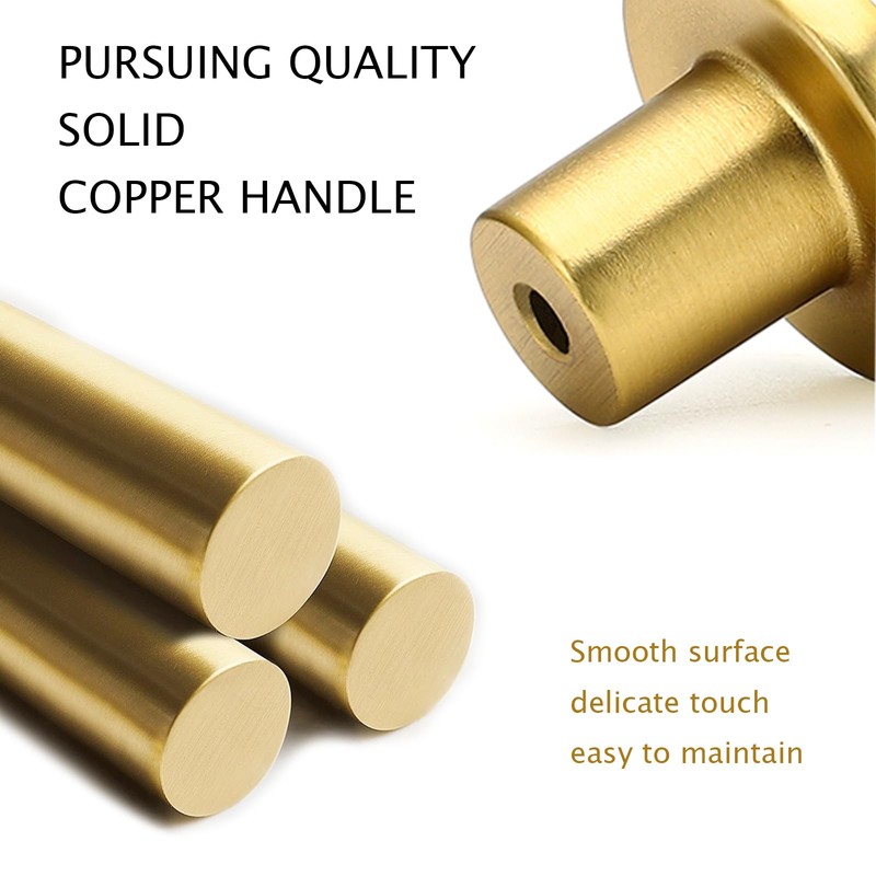 PACIOCEAN 10 Pack Round Dresser Knobs Gold Cabinet Knobs(1.18" Diameter),Solid