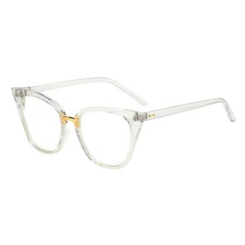 Fullwosing Glasses Womens Stylish Cat Eye Glasses Transparent White Frame -1.00 *** These are not reading glasses***