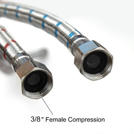Bathfinesse Flexible Connector Braided Stainless Steel Bathroom Faucet Supply Lines Bathroom Kitchen Faucet Hose 24" Length 3/8 -Inch Female Compression Thread x M10 Male Connector x 2 Pcs (1 Pair)