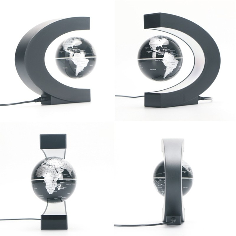 Magnetic Levitation Globe C Shaped 3 Inch Black Frosted LED