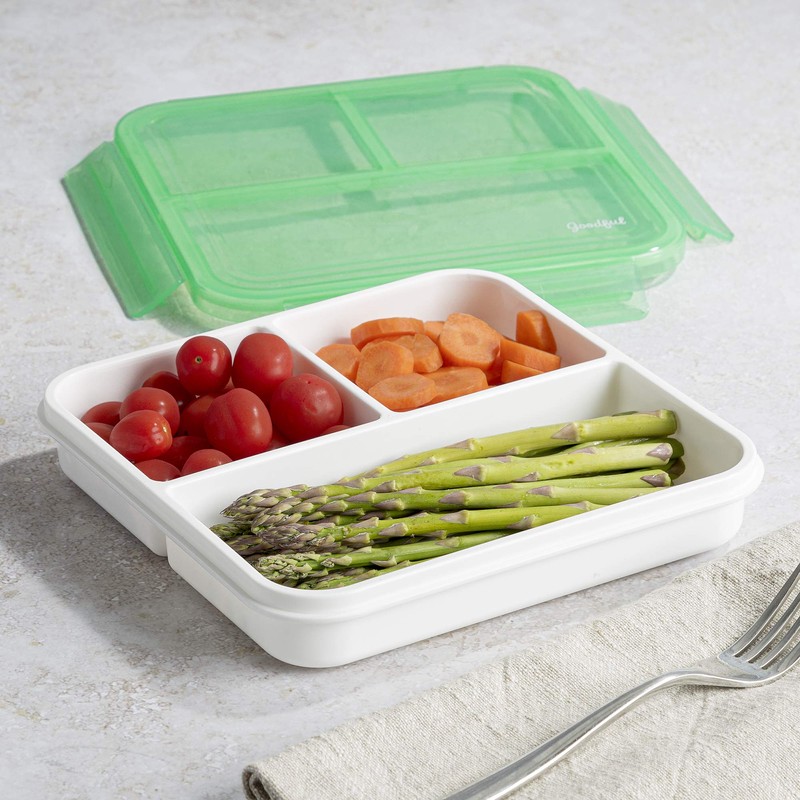 Square Lunch Container, 3 Compartments