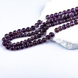 1 Strand Semi Precious Stone Beads, 8mm, Natural Gemstone Beads, Ideal for Jewelry Making and Craft Projects (Amethyst)