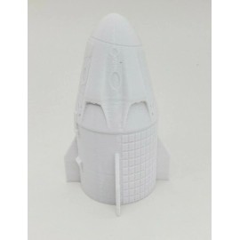ErnicShop 3D Printed 1/80 SpaceX Dragon Rocket 4" White PLA Plastic