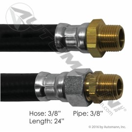 Volvo Air Hose Assy 3/8in 3/8in Pipe 24in L Kenworth Volvo Peterbilt