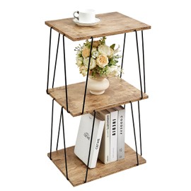 KJGKK Tall Side Table, Small End Table, 29 inch High Entryway Table, Bedside Table for Living Room, Bedroom and Office, Greige & Black