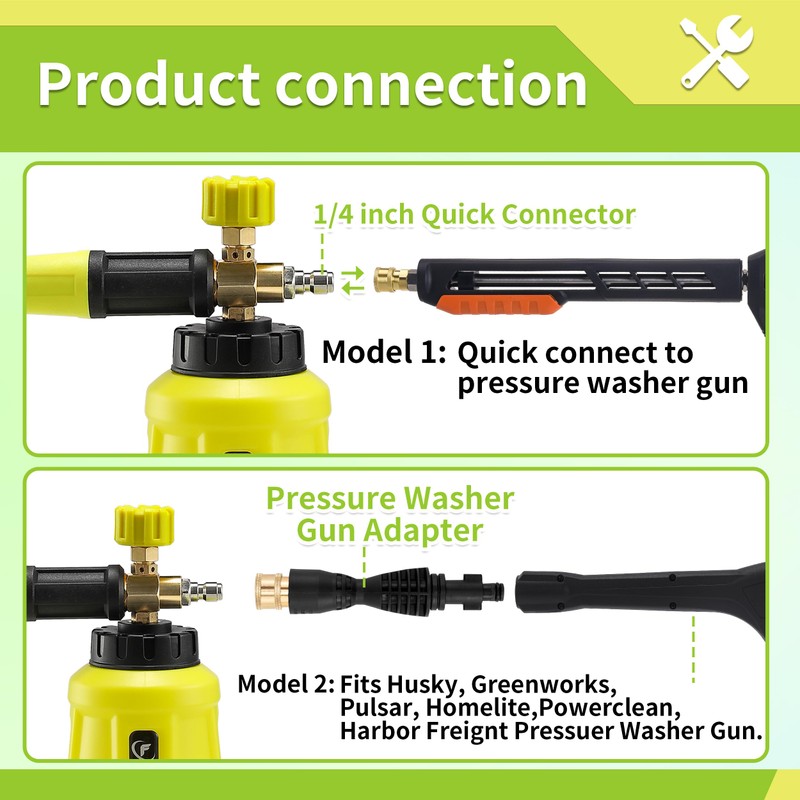FIXFANS Foam Cannon, Wide Neck Snow Foam Lance with Replacement