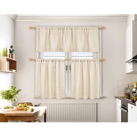 Curtain Rods 2 Pack, HOTOZON Curtain Rods for Windows 28 to 48 Inch, Adjustable Heavy Duty Drapery Rod 32 to 43 Inch with Netted Texture Finials, Antique Gold