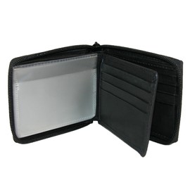 Paul & Taylor Black Leather Zip Around Bifold ID Wallet