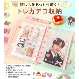 CLUCKHUB Clear Seal Pad, A7, Girls, Removable, 6 Holes, 5.7 x 4.3 inches (145 x 110 mm), Sealing Binder, Transparent, Sticker Notebook, Refill, Seal Storage, Pushing Goods, 10 Pocket Refills