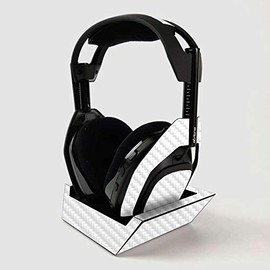 MightySkins Carbon Fiber Skin For ASTRO Gaming A50 Wireless Headphones + Base Station - Solid White | Protective, Durable Textured Carbon Fiber Finish | Easy To Apply | Made in the USA