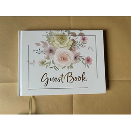 Luxury Guest Book Elegant Premium Hardcover White with Floral Design Perfect for Weddings Parties Business Meetings Funerals Company Sign in Reception Christening Visits and Special Events 100 Pages