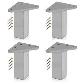 Kukicu Furniture Feet - Legs for Furniture - Set of 4 - Colour: Aluminium - Height: 100 mm - Square Profile: 40 x 40 mm - Screws Included