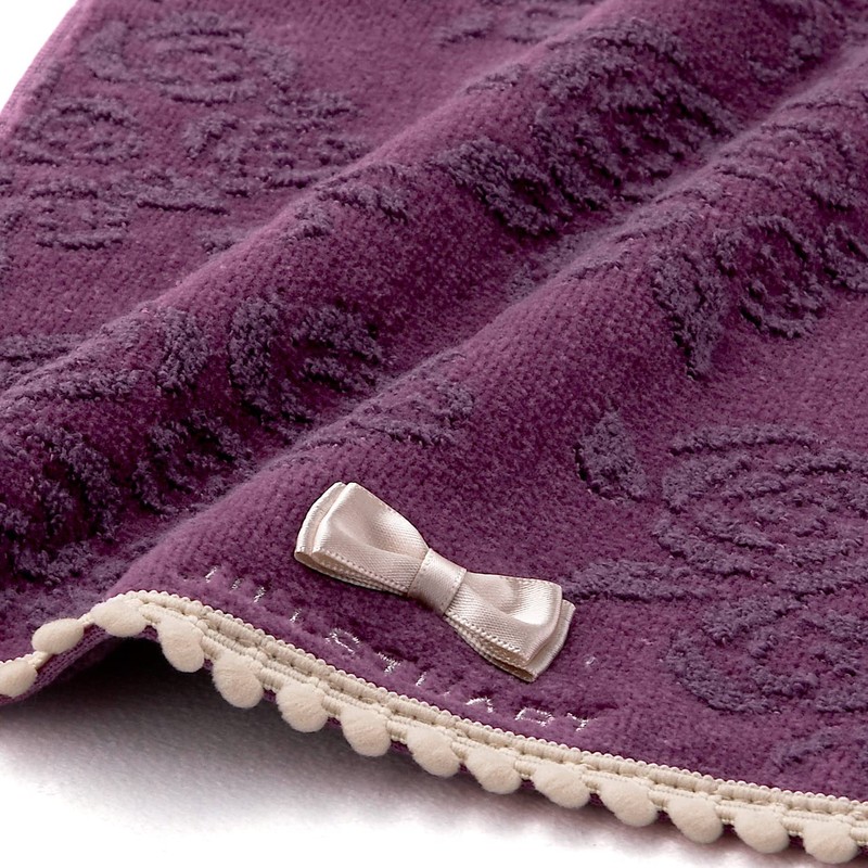 JILLSTUART 58-1520070 Rose Bouquet Towel Handkerchief, Purple, Fluffy, Cute, Ribbon,