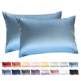 100% Cotton Standard Pillowcases Set of 2, Deep Dream 600 Thread Count Pillow Cases, 20x26 Inches, Super Soft and Breathable Envelope Closure (Flint Blue)