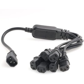 Tekit IEC 320 C14 Male Plug to 6XC13 Female Y Splitter Power Cord, C14 to 6 x C13, 250V/10A
