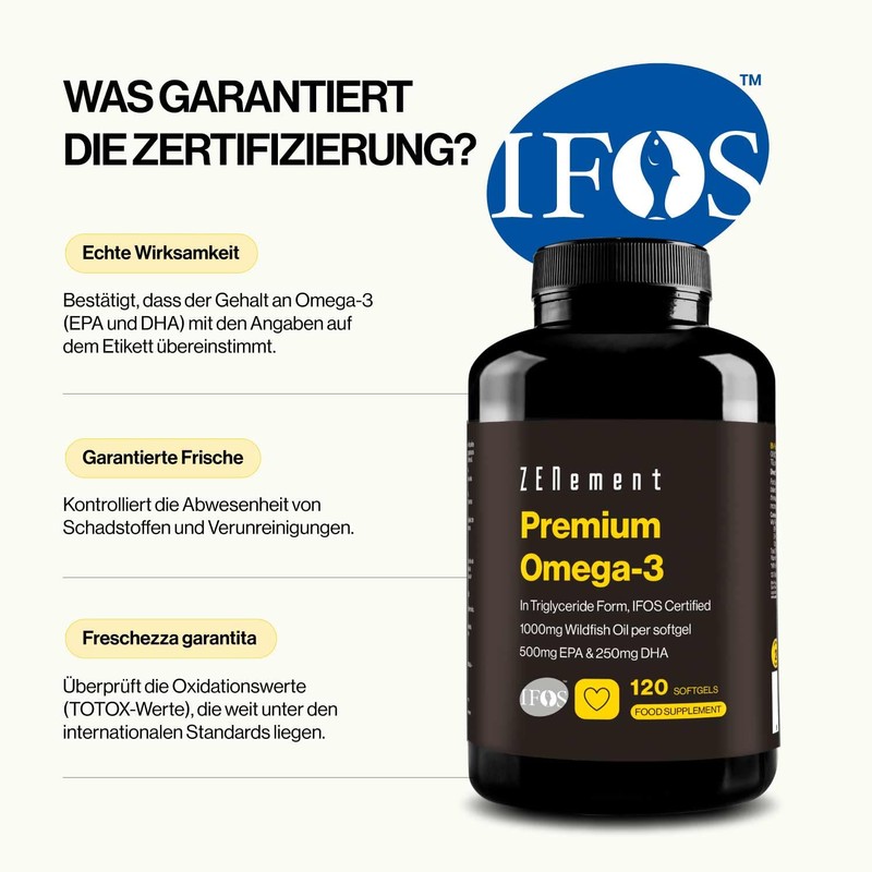 Premium Omega 3 IFOS Triglycerides with High Bioavailability - 1000