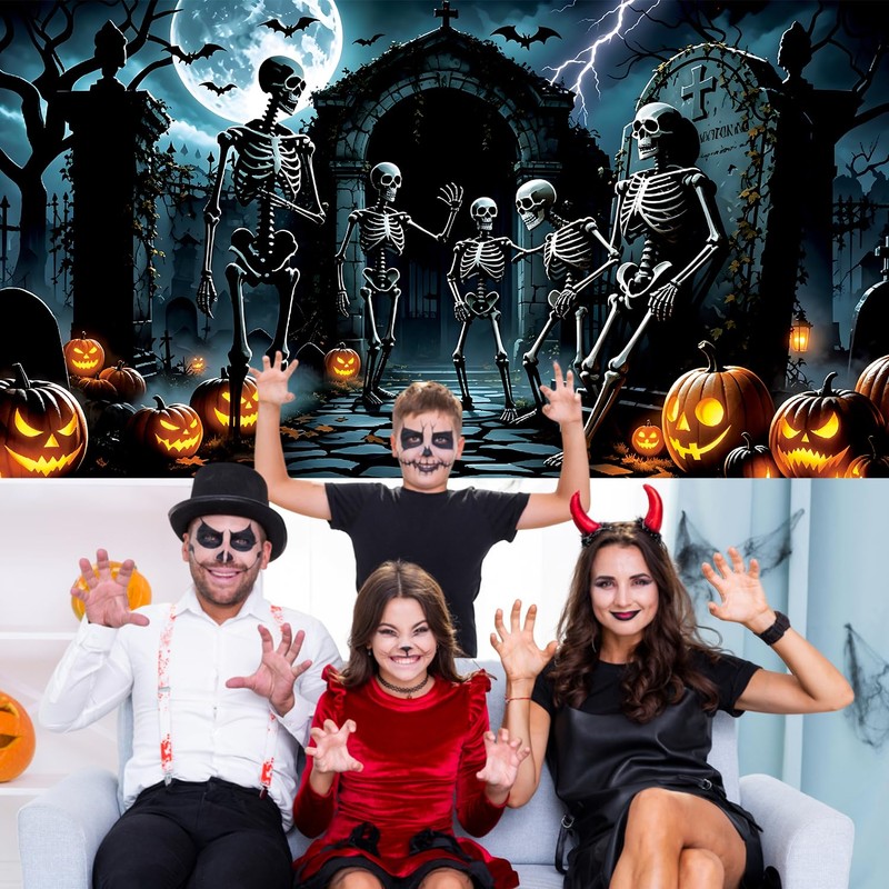 7 x 16 ft Halloween Garage Door Cover, Skull Garage