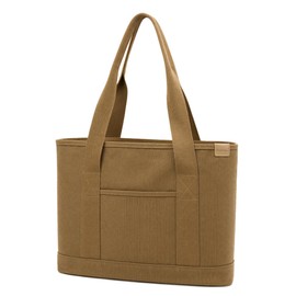 TeeYee Women's Large Handbag with Laptop Compartment Canvas Satchel Tote Bag Shoulder Bag Shopper Bag for Work Books Everyday Teacher Bag Coffee Large