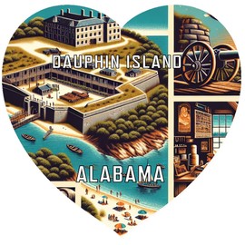 Dauphin Island Alabama Travel Souvenir Destination Die Cut Heart Shaped Fridge Magnet 2-Inch