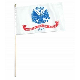 12x18 12"x18" U.S. Army White Stick Flag wood staff (30 Inch Staff)