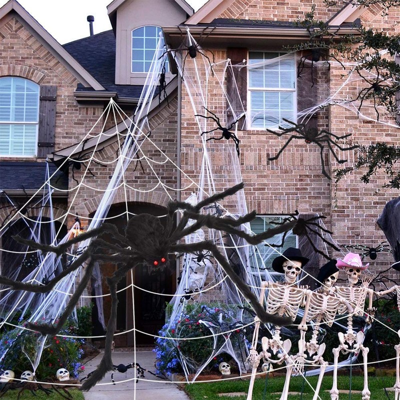 200" Halloween Spider Web & 59" Giant Spider Decorations