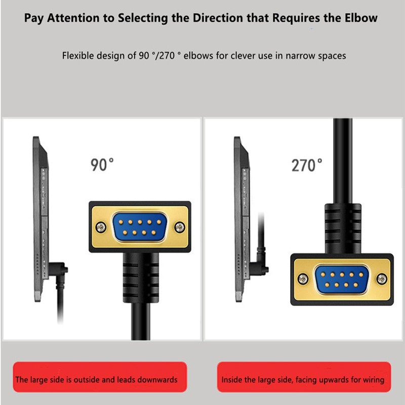 GXMRHWY DB9 RS232 Serial Port Cable Down Right Angle Male
