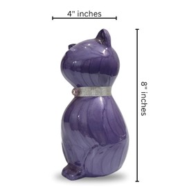 AYZCORP Cat Memorial Urn, Beautiful Container For Ashes - Cremation Keepsake For Remembering Pets - Decorative Cat Urn-Black,Purple Finish Urn 42 Cubic Inch Capacity-Urn For Cat Ashes (Purple)