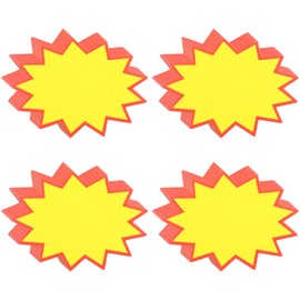 vesaneae 100 Pcs Starburst Sale Signs, Blank Star Burst Signs, Yellow Burst Paper Signs with Red Edge, Retail Sale Signs Display Tags for Retail Store Grocery Shop Supermarkets (Yellow, 8x11cm)