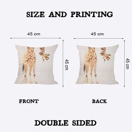 Orythyra Decorative Cushion Covers 45 x 45 cm Giraffe Pillow Case Cushion Cover for Outdoor Patio Garden Blench Living Room Sofa Farmhouse Decor Rustic Linen 18x18 inches