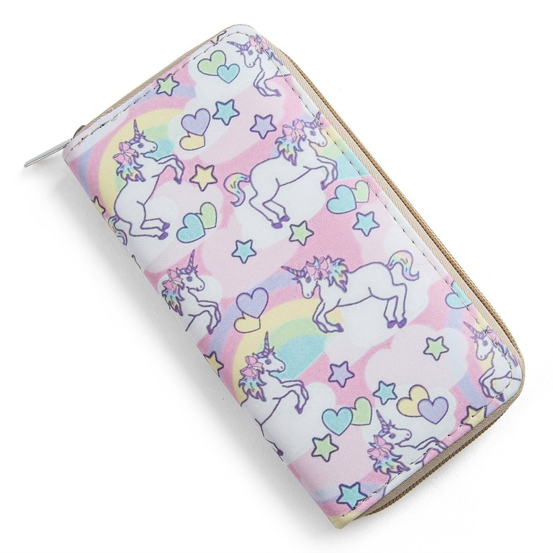 DonDon Women's Purse with Zip, Unicorns and Flamingos Multicolour