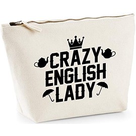 Hippowarehouse Crazy English lady printed make up cosmetic wash bag 18x19x9cm