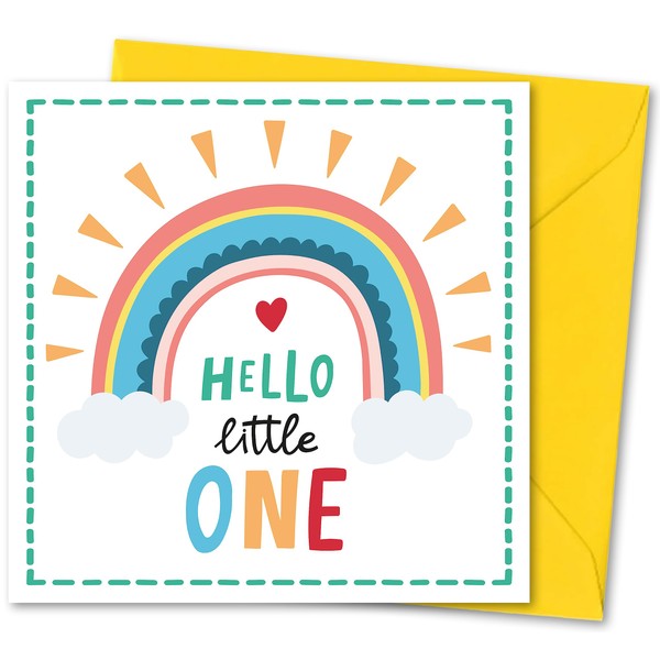 New Baby Card. Birthday Card with Matching Envelope. Hello little