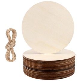 YIXNSW Pack of 20 Round Wooden Slices, 150 x 3 mm Unfinished Wooden Slices, Craft Wooden Discs for DIY Crafts, Decorating, Painting, Carving, Coasters
