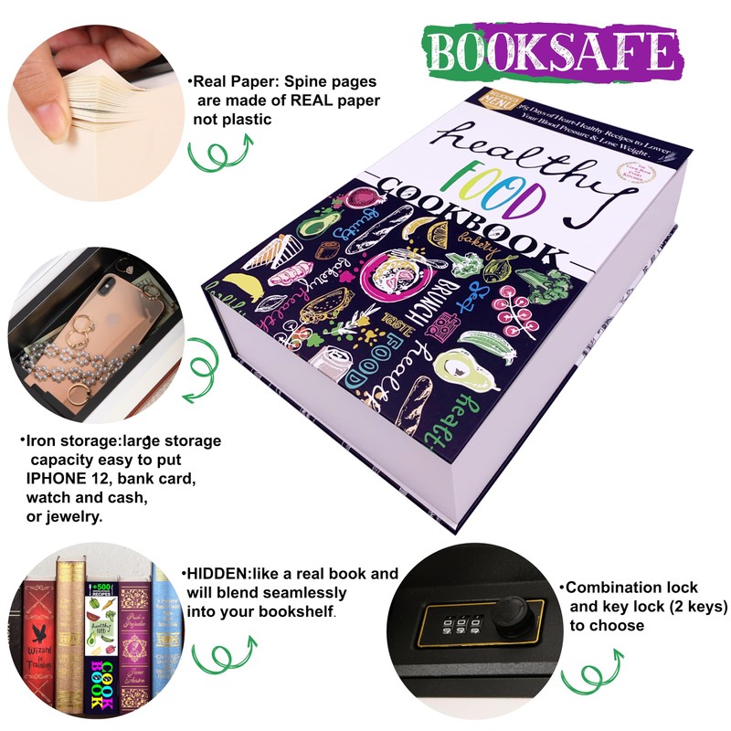 Deversion Book Safe Storage Box with Real Pages Combination Lock