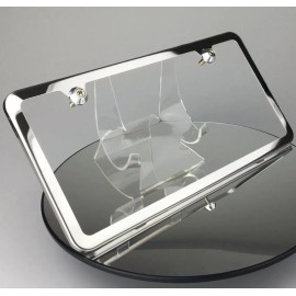 MotorVehicleParts Slim 2 Holes Frame Polish License Plate Jaguarw/ Aluminum Circle Type Screw Caps