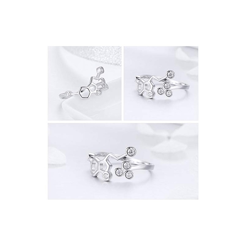 Clearine 925 Sterling Silver Statement Ring for Women Crystal Happy