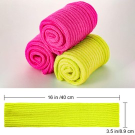 Syhood 80s Women Knit Leg Warmers Ribbed Leg Warmers for Party Accessories (Rose Red, Fluorescent Yellow, 2)