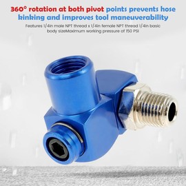 Snblzhef 4Pcs Air Hose Connector,360 Degree Rotatable Air Hose Fitting Aluminum 1/4 Inch Industrial Swivel Air Fittings 150PSI