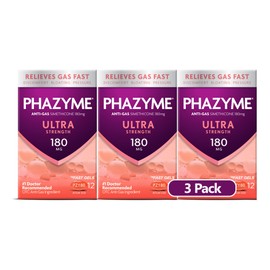 Phazyme Phazyme Ultra Strength Gas and Bloating Relief, 180 Mg Simethicone, 12 Fast Gels, Pack of 3
