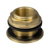 Solid brass water butt/rain barrel/tank threaded outlet adaptor/connector with 2